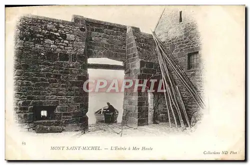 Cartes postales Mont Saint Michel L'Entree Mer Haute Barque Bateau