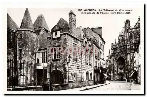 Cartes postales moderne Alencon Le Tribunal de Commerce et le porche de l&#39eglise Notre Dame