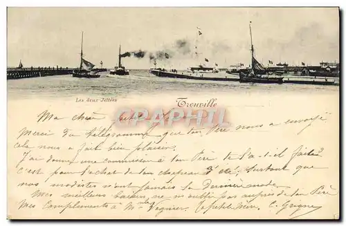 Cartes postales Granville Les deux Jettees Bateaux