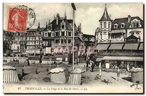 Cartes postales Trouville La Plage et la rue de paris