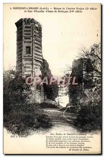 Ansichtskarte AK Montfort L&#39Amaury Ruines de l&#39Ancien Donjon et tour d&#39escalier d&#39Anne de Bretagne