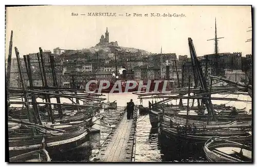 Cartes postales Marseille Le Port et N D de la Garde Bateaux