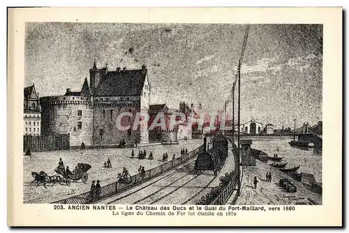 Cartes postales Ancien Nantes Le Chateau des Ducs et le Quai du Port Maillard vers 1880