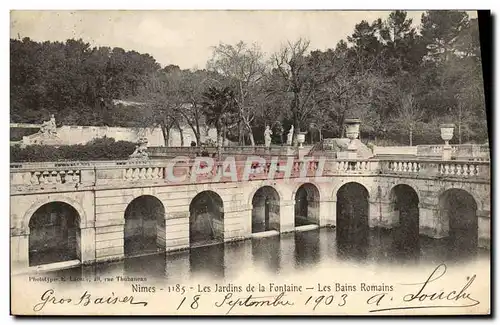 Cartes postales Nimes Les Jardins de la Fontaine Les bains romains