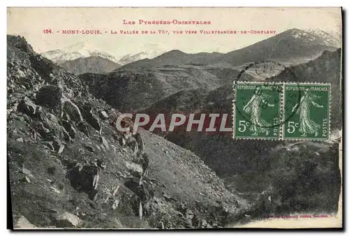 Cartes postales Mont Louis La Vallee De La Tet Vue vers Villefrance de Conflent