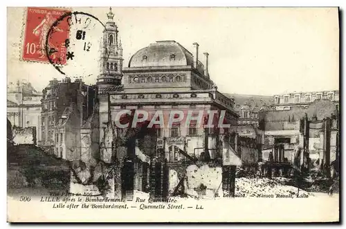 Ansichtskarte AK Lille Apres Le Bombardement Rue Quennette Militaria