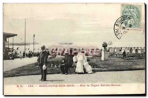 Ansichtskarte AK Boulogne Sur Mer Sur La Digue Sainte Beuve Bateau