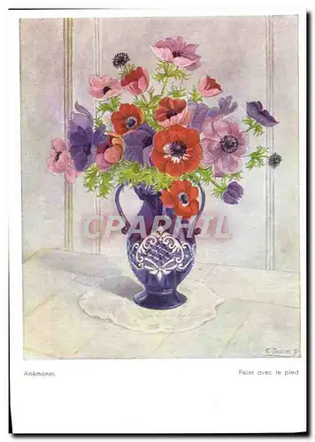 Cartes postales moderne Anemones Peint Avec Le Pied Fleurs