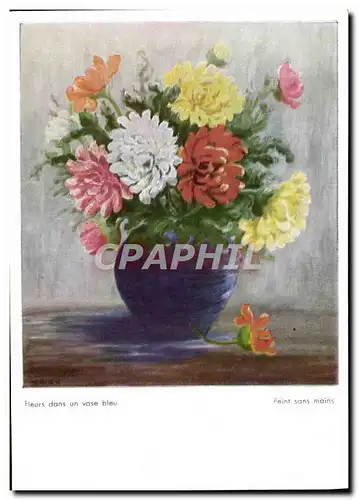 Cartes postales moderne Fleurs Dans Un Vase Bleu Peint Sans Mains