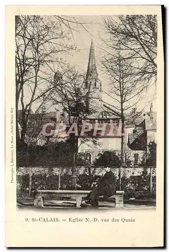 Cartes postales St Calais Eglise Notre Dame Vue des Quais