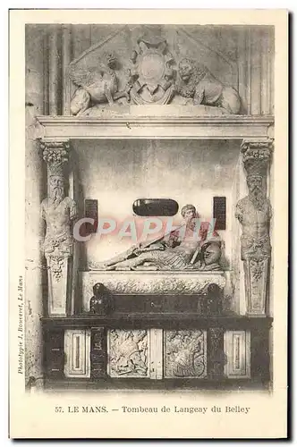 Cartes postales Le Mans Tombeau de Langeay Du Belley Lion