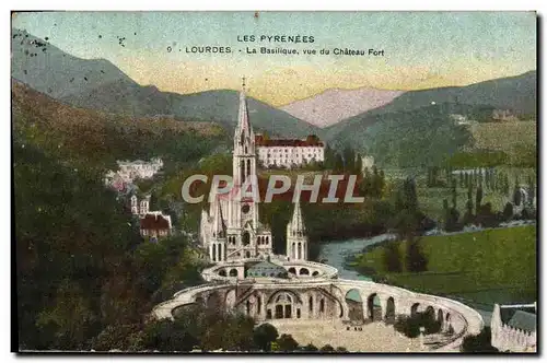 Ansichtskarte AK Lourdes La Basilique Vue Du Chateau Fort