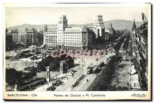 Ansichtskarte AK Barcelona Paseo de Gracia y Plaza Cataluna