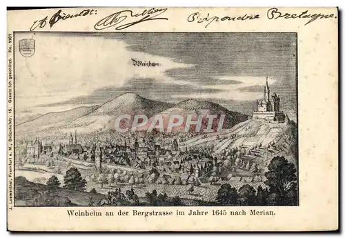 Cartes postales Weinheim An Der Bergstrasse Im Jahre 1645 Nach Merian