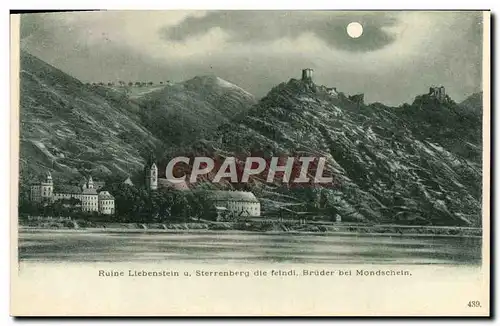 Cartes postales Ruine Liebenstein Sterrenberg Die Bruder Bei Mondschein