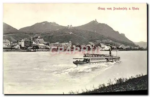 Ansichtskarte AK Gruss Vom Drachenfels A Rhein Bateau