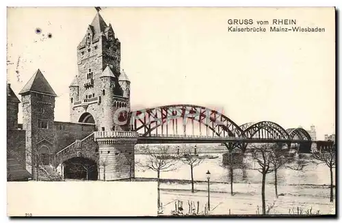 Cartes postales Gruss Vom Rhein Kaiserbrucke Mainz Wiesbaden