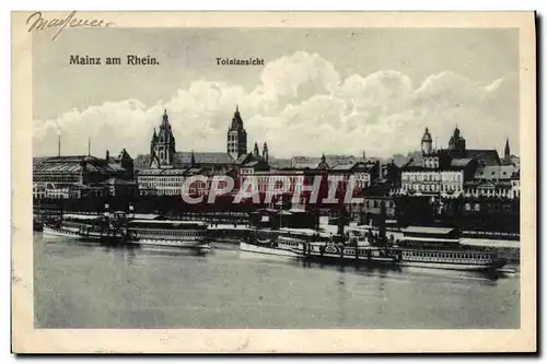 Ansichtskarte AK Mainz Am Rhein Totalansicht Bateaux