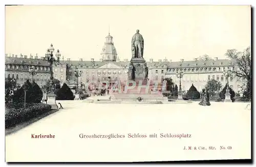 Ansichtskarte AK Karlsruhe Grossherzogliches Schloss Mit Schlossplatz
