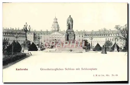 Cartes postales Karlsruhe Grossherzogliches Schloss Mit Schlossplatz