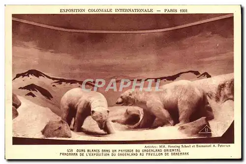 Cartes postales Exposition Coloniale Internationale De Paris 1931 Ours Blancs Dans Un Paysage De Groenland