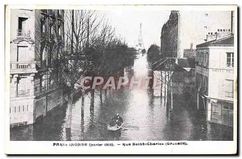 Cartes postales Paris Inonde Rue Saint Charles Grenelle Tour Eiffel