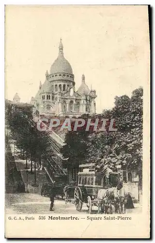 Cartes postales Paris Montmartre Square Saint Pierre Attlage Chevaux