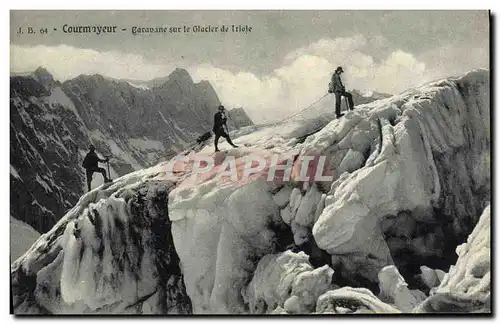 Ansichtskarte AK Courmoyeur Caravine Sur le Glacier de Triole Alpinisme