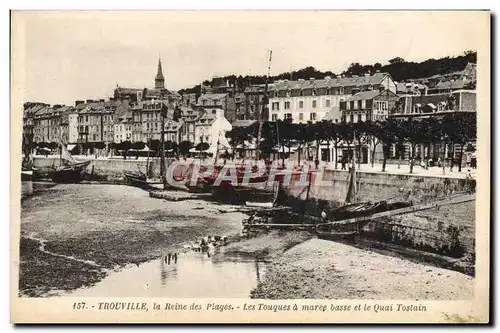 Cartes postales Trouville la Reine des Plages Les Touques a maree basse et le Quai Tostain Bateaux