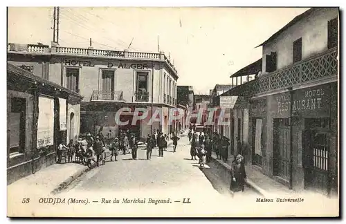 Cartes postales Oudjda Rue du Marechal Bugeaud Hotel d&#39Alger