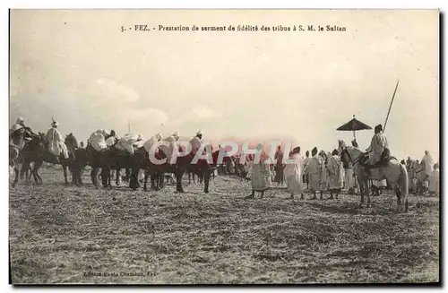 Cartes postales Fez Prestation de Serment de Fidelite des Tribus a SM le Sultan