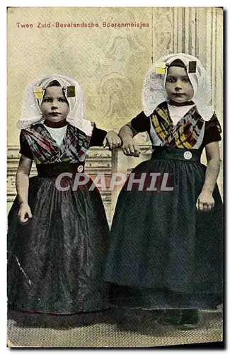 Cartes postales Twee Zuid Bevelandsche Boerenmeisjes Enfants Folklore