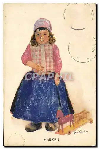 Cartes postales Marken enfant Cheval de bois