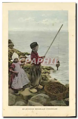 Cartes postales Jeugdige Hengelaar Volendam Enfants Peche Folklore