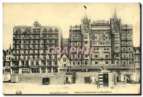 Cartes postales Blankenberghe Hotels Continental et Excelsior