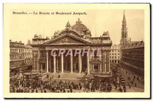 Cartes postales Bruxelles La Bourse et Boulevard Anspach