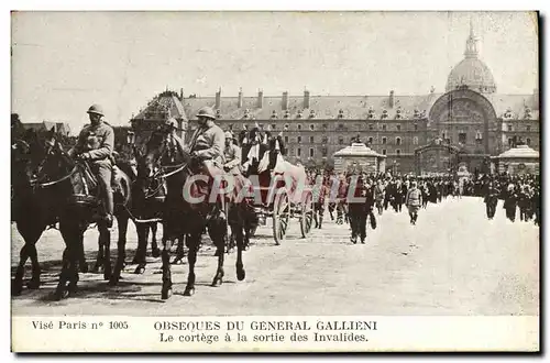 Cartes postales Paris Obseques Du General Gallieni Le cortege a la sortie des Invalides