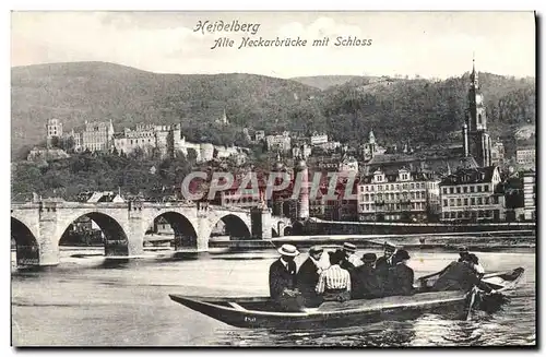 Ansichtskarte AK Heidelberg Alte Neckarbrucke mit Schloss