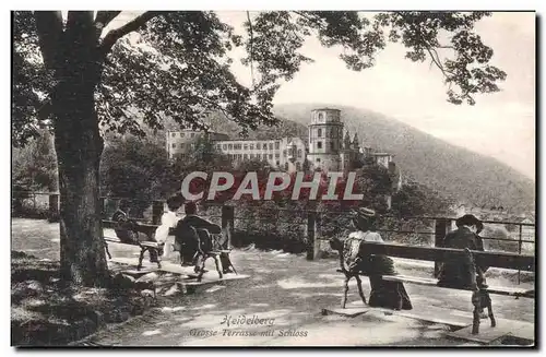 Cartes postales Heidelberg Grosse terrasse mit Schloss