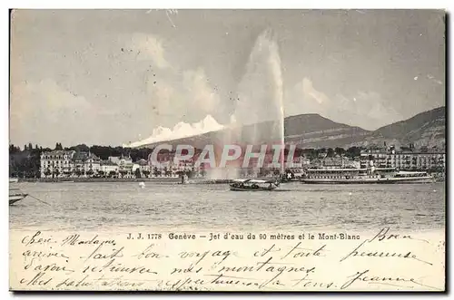 Cartes postales Geneve Jet D&#39Eau De 90 Metres Et Le Mont Blanc