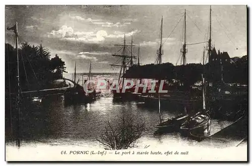 Cartes postales Pornic Le Port Maree Haute effet de Nuit Bateaux