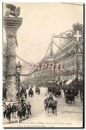 Cartes postales Paris Le roi et la reine d&#39Italie a Paris Octobre 1903 Pylone du Lion de Saint Marc