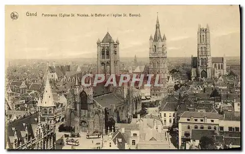 Cartes postales Gand Panorama Eglise St Nicolas le beffroi et l&#39eglise St Bavon