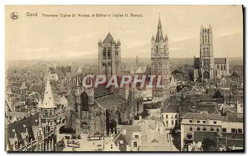 Cartes postales Gand Panorama Eglise St Nicolas le beffroi et l'eglise St Bavon