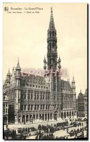 Cartes postales Bruxelles La Grand Place Cote Sud Ouest L'Hotel de Ville