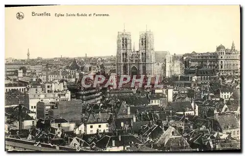 Cartes postales Bruxelles Eglise Sainte Gudule et Panorama