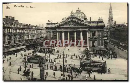 Ansichtskarte AK Bruxelles La Bourse Tramway