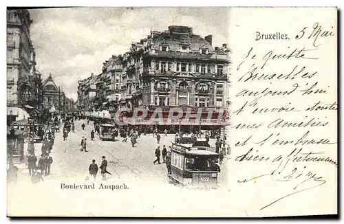 Ansichtskarte AK Bruxelles Boulevard Anspach Tramway