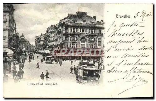 Cartes postales Bruxelles Boulevard Anspach Tramway