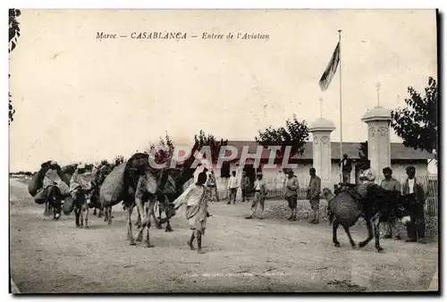 Cartes postales Maroc Casablanca Entree De l&#39Aviation Chameaux Ane